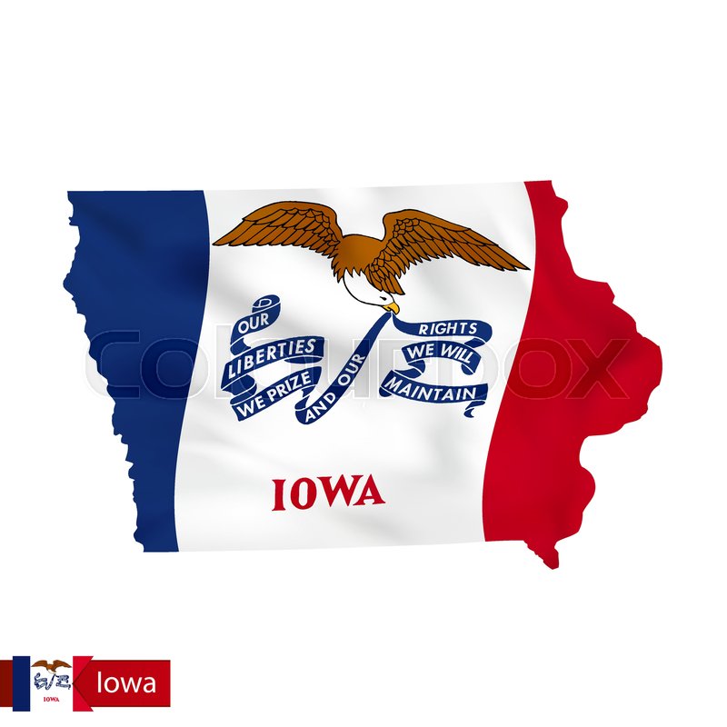 800x800 Iowa State Map With Waving Flag Of Us Stock Vector Colourbox