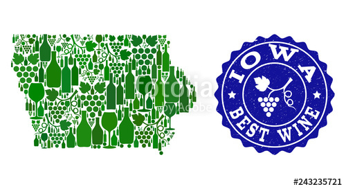 500x273 Vector Collage Of Wine Map Of Iowa State And Best Grape Wine