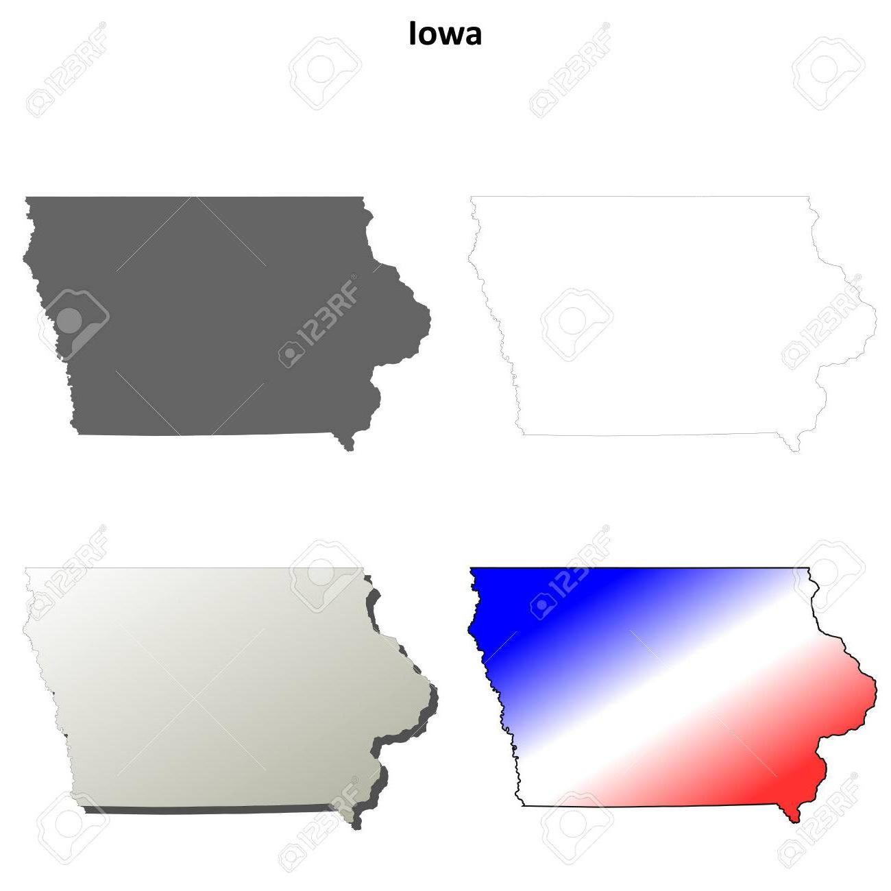 1300x1300 Hd Hd Iowa State Blank Vector Outline Map Set Image Design