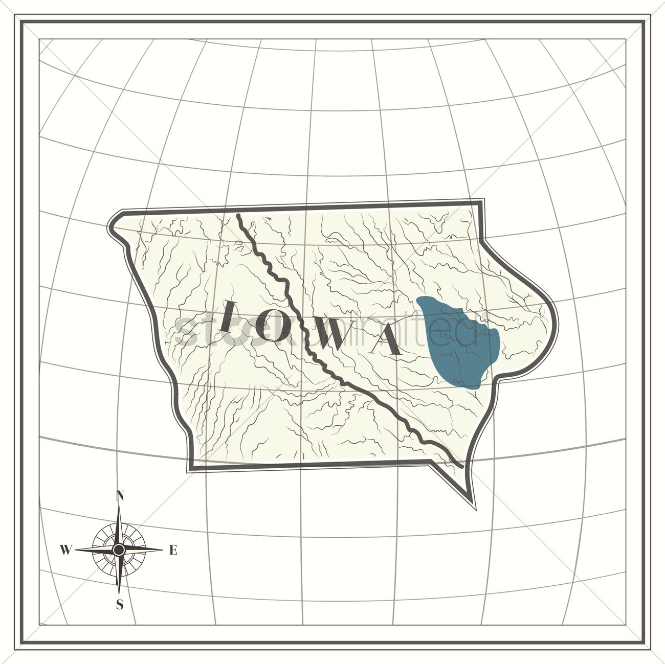 1300x1299 Map Of Iowa State Vector Image