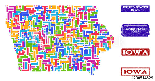 500x263 Mosaic Tetris Style Map Of Iowa State And Unclean Rectangle Seals