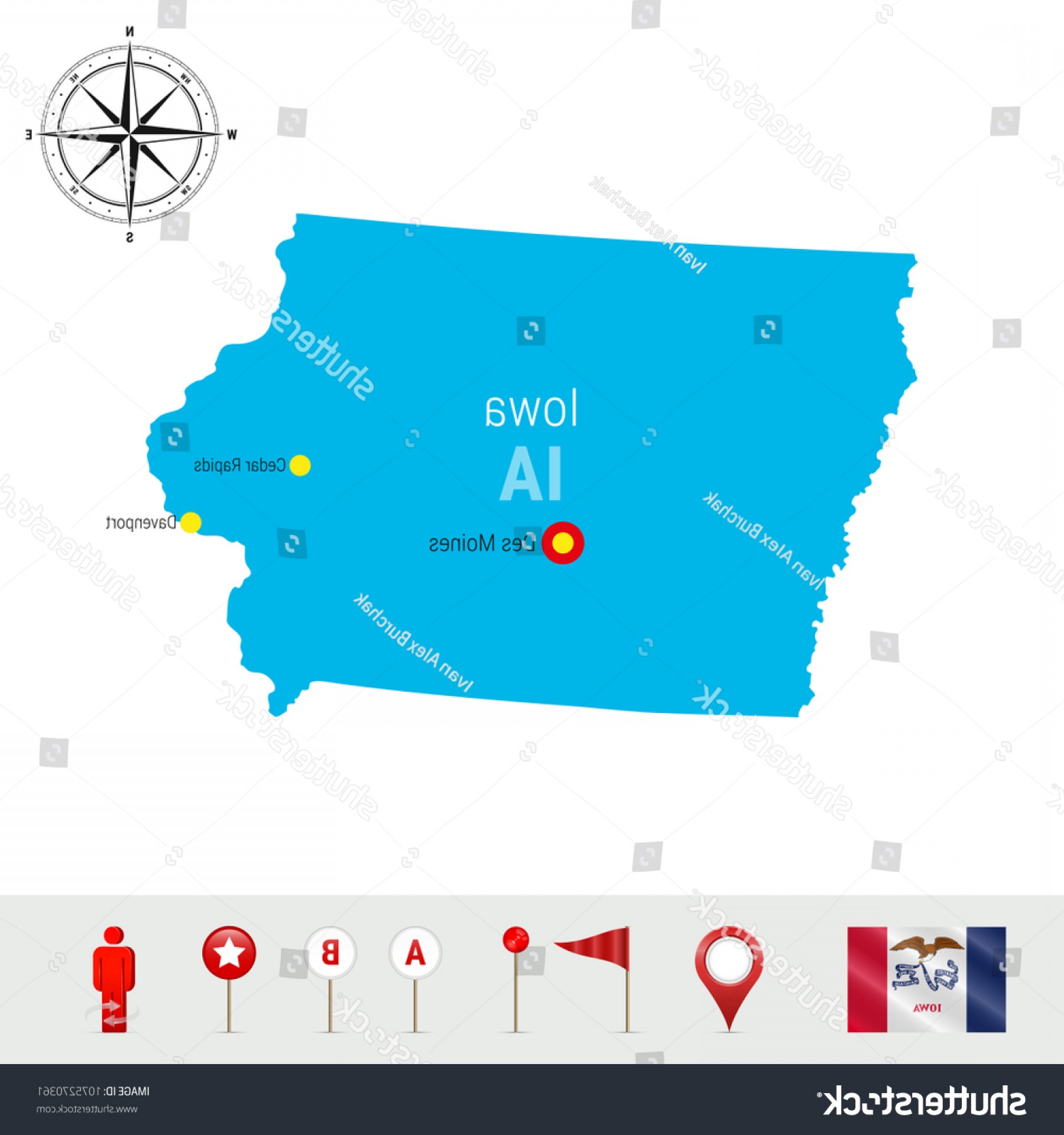 1800x1920 Iowa Vector Map Isolated On White Soidergi