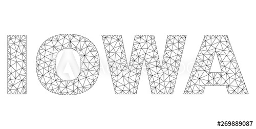 500x252 Mesh Vector Iowa Text Caption Abstract Lines And Points Form Iowa