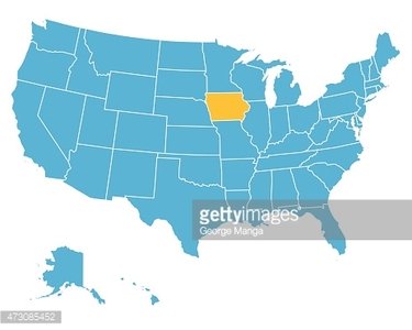375x300 Usa Map Highlighting State Of Iowa Vector Stock Vectors