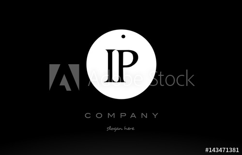 500x321 Ip I P Simple Black White Circle Alphabet Letter Logo Vector Icon