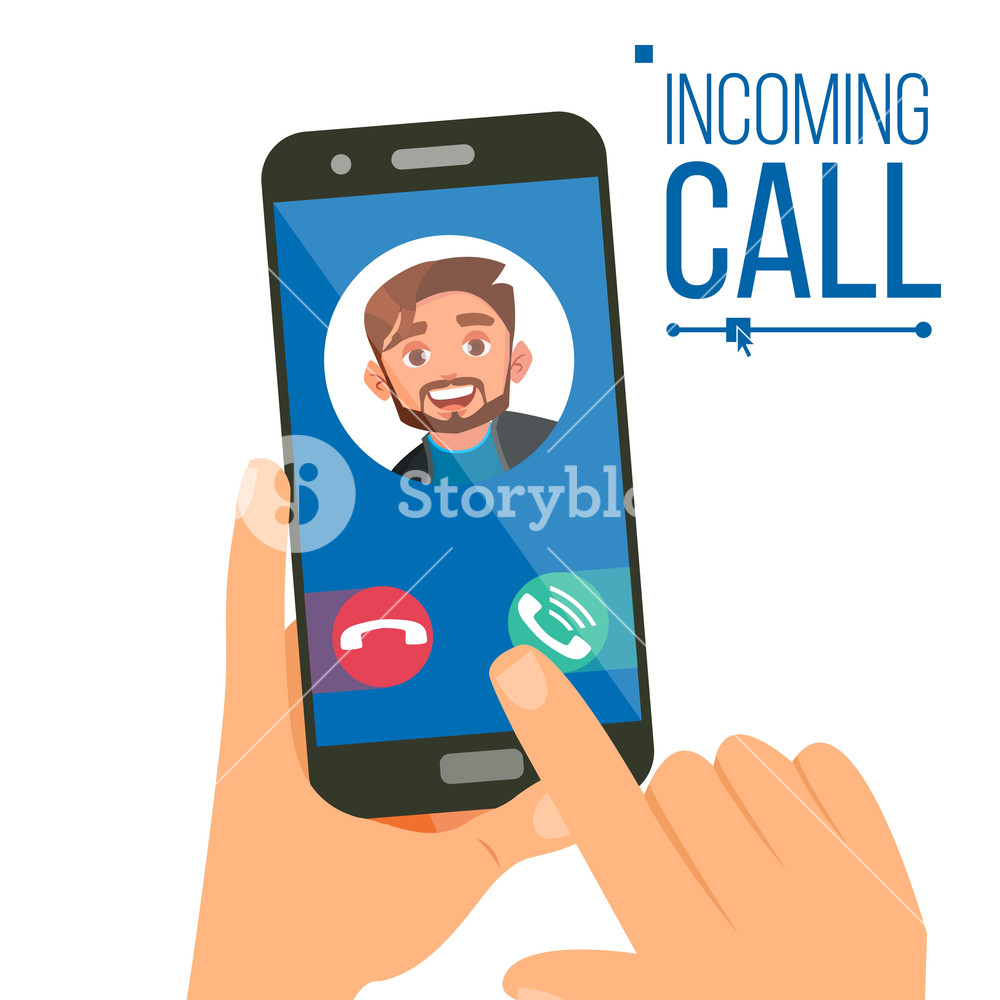 1000x1000 Incoming Call Vector Man Face On Mobile Smartphone Screen