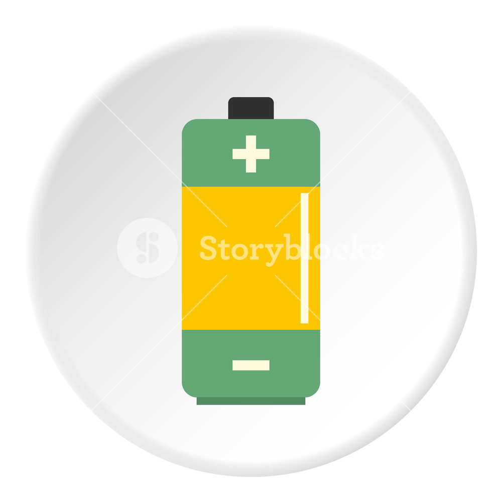 1000x1000 Aa Alkaline Battery Icon In Flat Circle Isolated On White