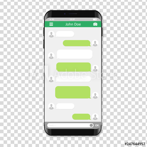 500x500 Smartphone With Sms Chat Bubble, Vector