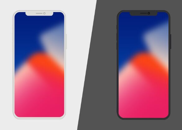 585x419 Free Flat Vector Shaped Iphone X Mockup