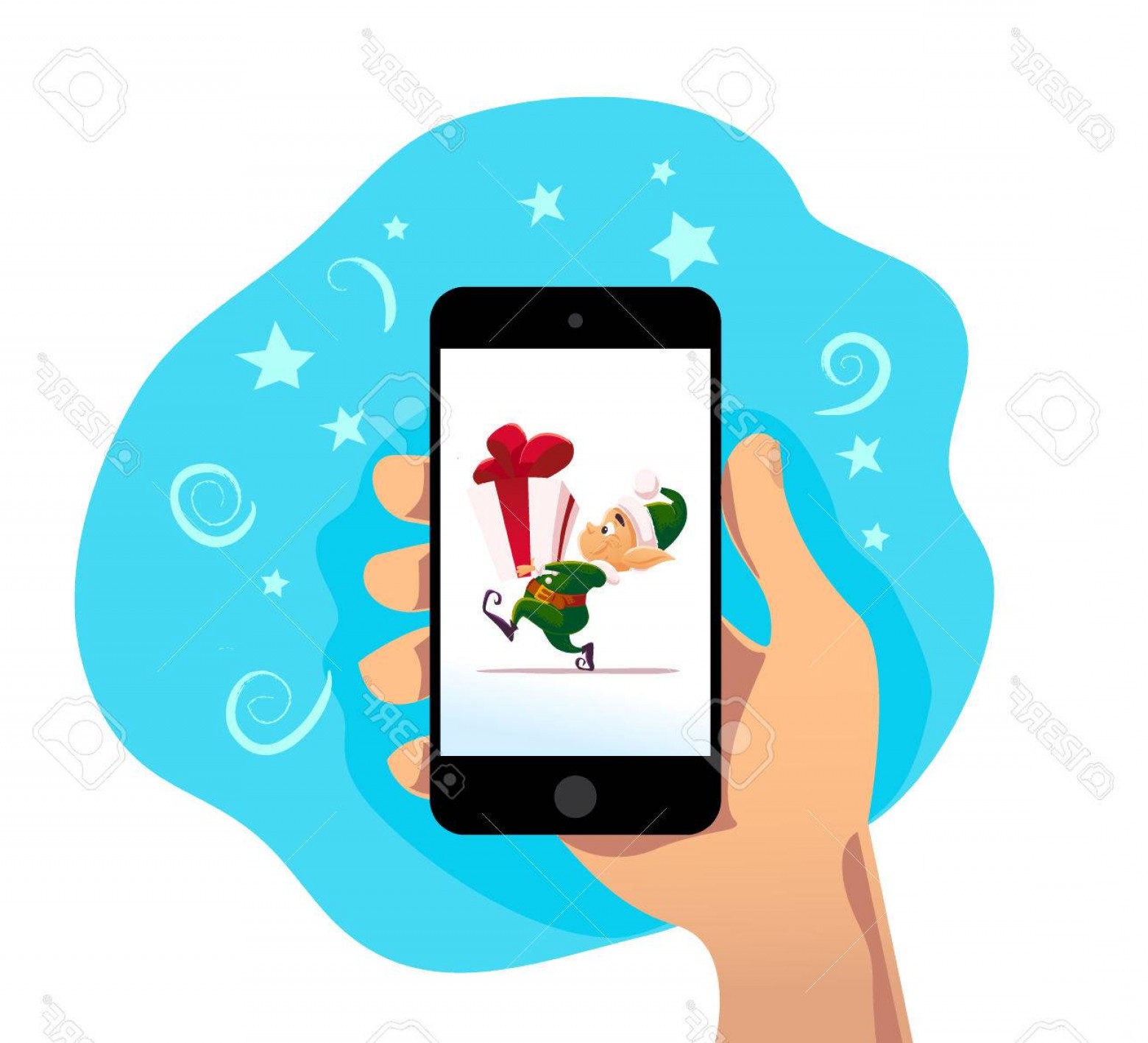 1560x1417 Photostock Vector Vector Flat Christmas Santa Claus Elf Character