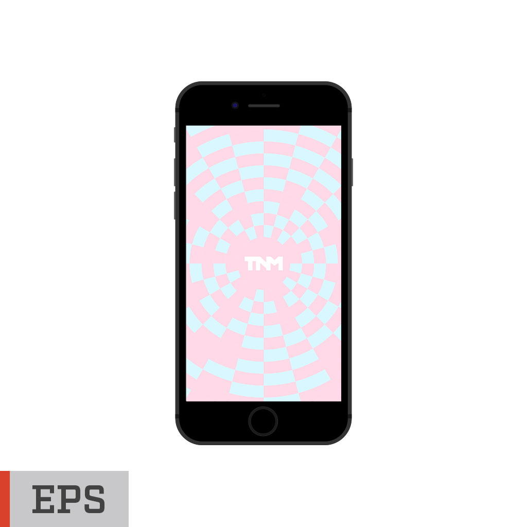 1024x1024 Flat Vector Mockup Template For Apple Iphone Black