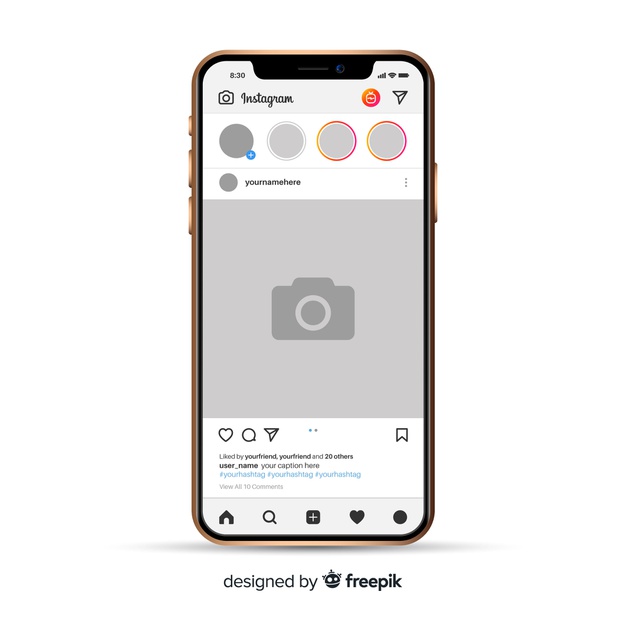 626x626 Realistic Instagram Photo Frame On Iphone Vector Free Download
