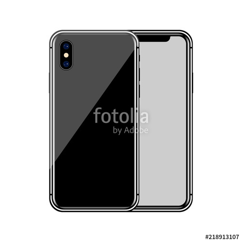 500x500 Version Of Black Slim Smartphone Similar To Iphone X With Blank