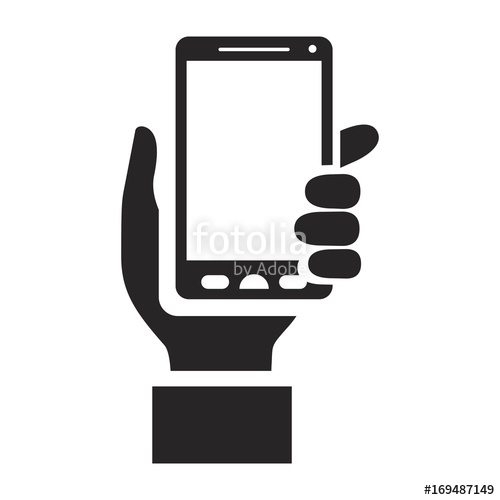 500x500 Black Silhouette Of Hand Holding Smartphone Stock Image