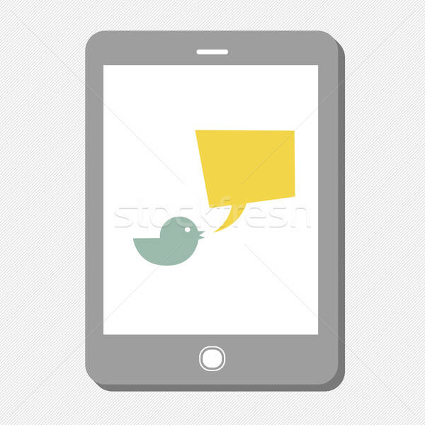 Tablet Device With Tweet Bubble Vector Vector Illustration 600x600 Tablet Device With Tweet Bubble Vector Vector Illustration