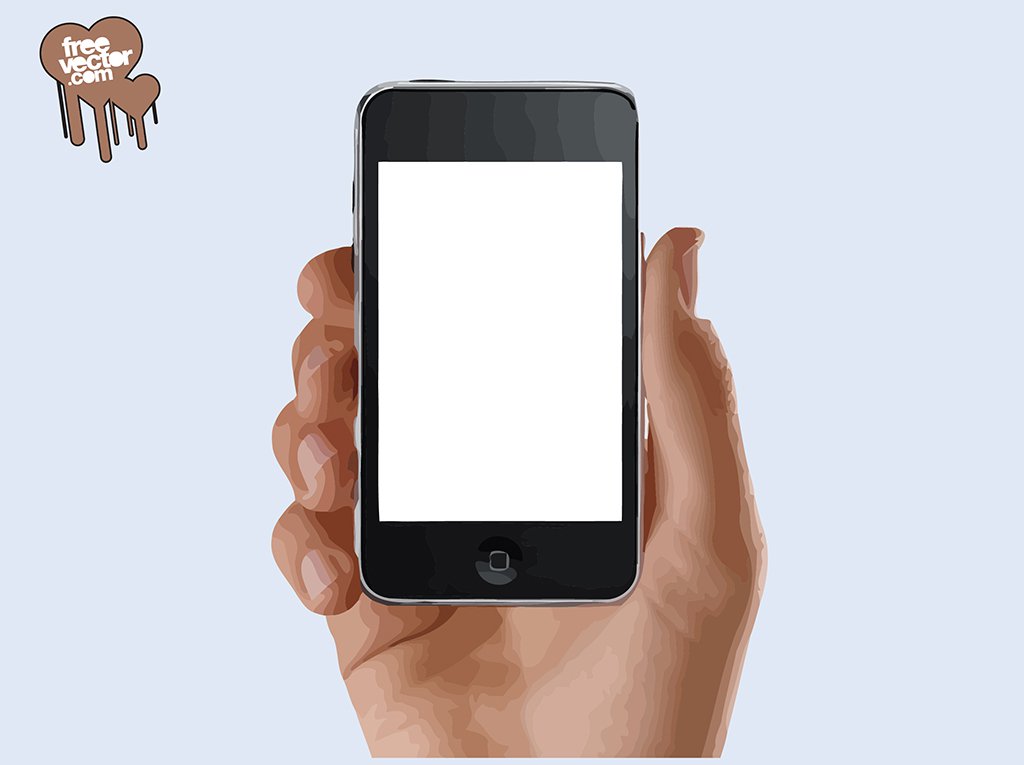 1024x765 I Phone Holding Hand Vector Art Graphics
