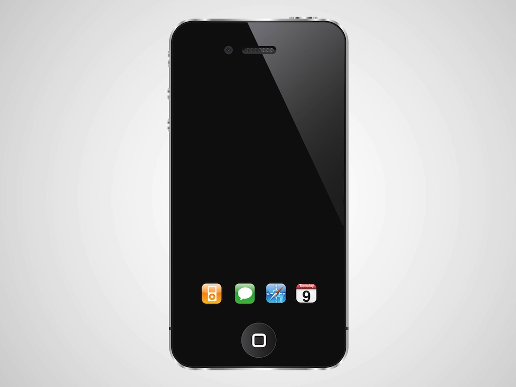 1024x768 I Phone With Dock Icons Vector Art Graphics