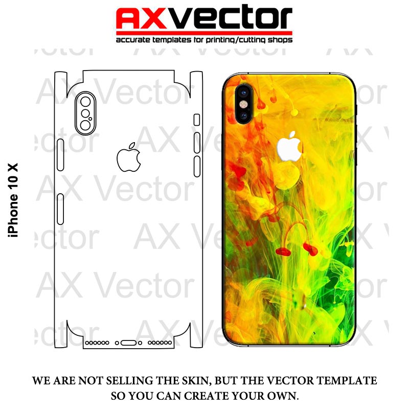 800x800 Iphone X Vector Template, Accurate Contour Cut For Skins