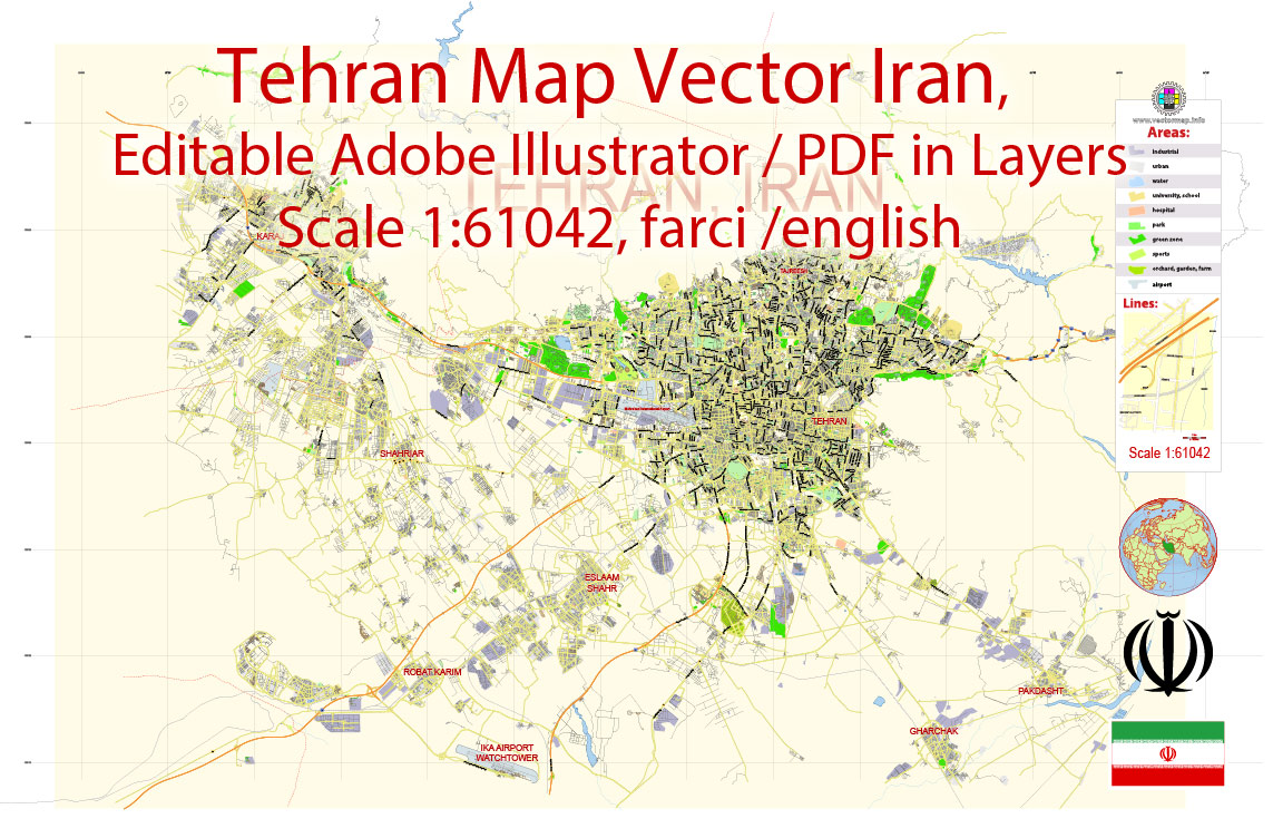 1143x752 Tehran Vector Map En City Plan Editable Adobe Illustrator Street Map