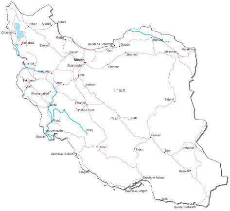 473x434 Iran Black White Road Map In Adobe Illustrator Vector Format