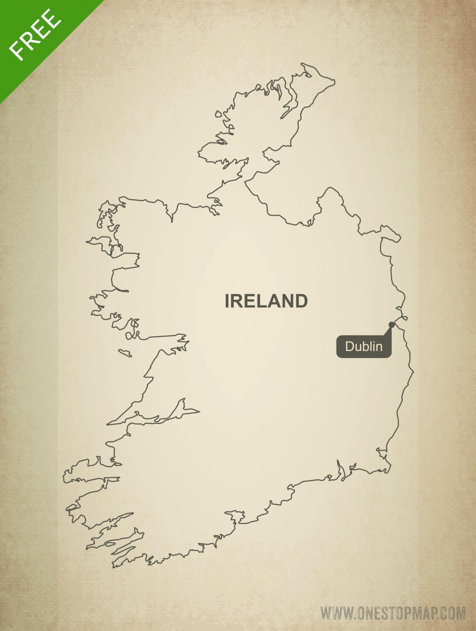 1546x2048 Free Vector Map Of Ireland Outline One Stop Map