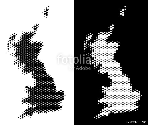 500x424 Pixel Halftone Great Britain And Ireland Map Vector Geographic