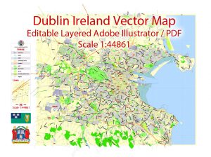 300x224 Dublin Map Vector Ireland Exact City Plan Low Detailed Street Map