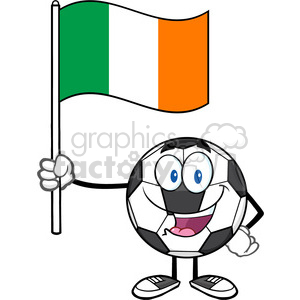 300x300 Happy Soccer Ball Cartoon Mascot Character Holding A Flag