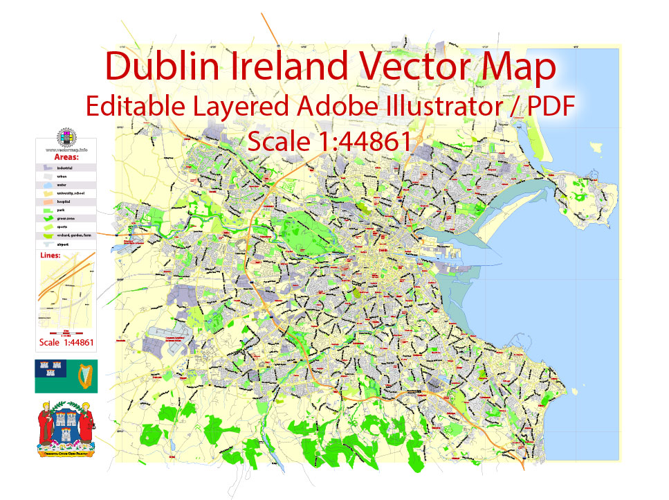 967x722 Dublin Map Vector Ireland Exact City Plan Low Detailed Street Map
