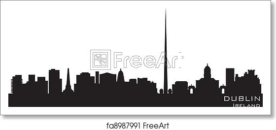 560x264 Free Art Print Of Dublin, Ireland Skyline Detailed Vector