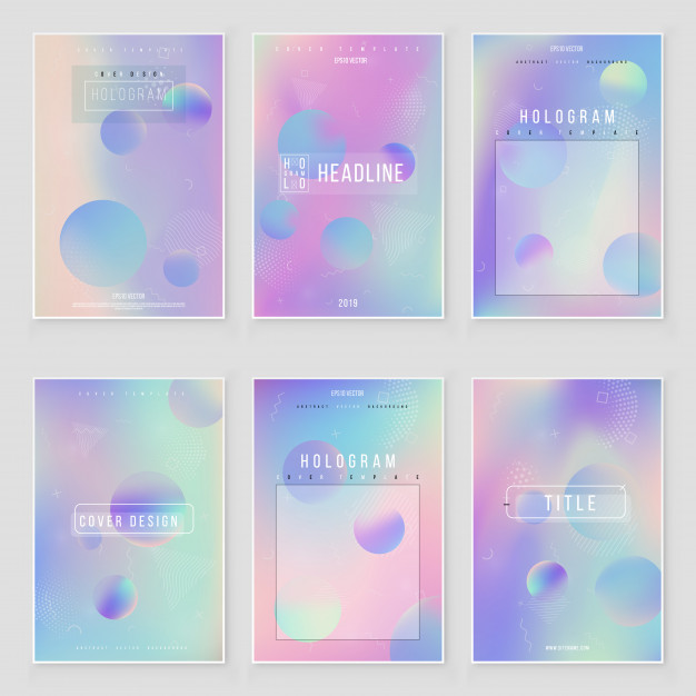 626x626 Holographic Foil Gradient Iridescent Background Set Bright Trendy