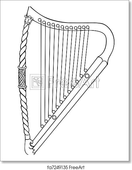 450x580 Free Art Print Of Irish Harp