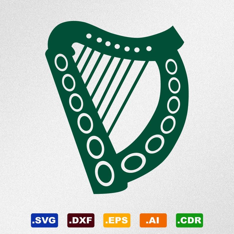 794x794 Irish Harp Symbol Dxf Cdr Vector For Etsy