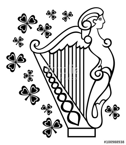 434x500 Outline Image Of Irish Harp Stock Image And Royalty Free Vector