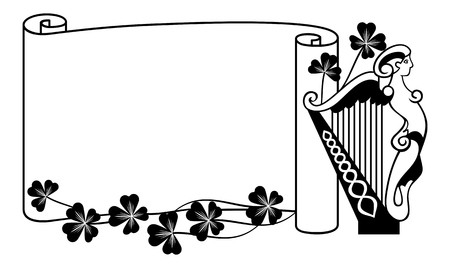 450x268 Paper Scroll Background And Irish Harp Royalty Free Vector Graphics