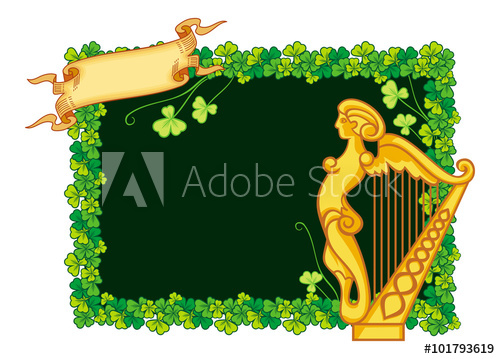 500x359 Clover Frame And Irish Harp