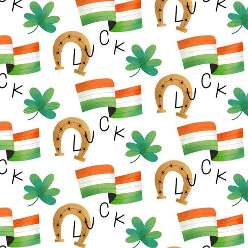 Cute Irish Pattern With Ireland Flag, Horseshoe, Clover And Luck 490x490 Cute Irish Pattern With Ireland Flag, Horseshoe, Clover And Luck