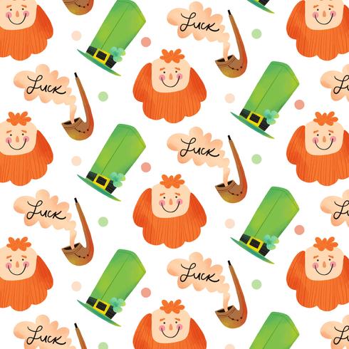 Cute Irish Pattern With Irish Hat, Ginger Man And Pipe With Smoke 490x490 Cute Irish Pattern With Irish Hat, Ginger Man And Pipe With Smoke