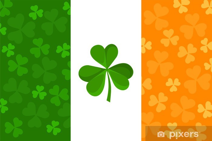 Irish Flag With Shamrock Pattern Vector Illustration Wall Mural 700x467 Irish Flag With Shamrock Pattern Vector Illustration Wall Mural