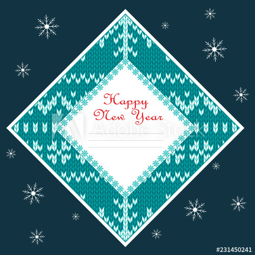 Square Christmas Card With Irish Jacquard Pattern Vector 500x500 Square Christmas Card With Irish Jacquard Pattern Vector