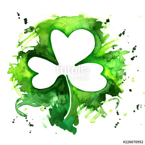 A Vector And Watercolor Drawing Of A Shamrock, An Irish Clover 500x500 A Vector And Watercolor Drawing Of A Shamrock, An Irish Clover