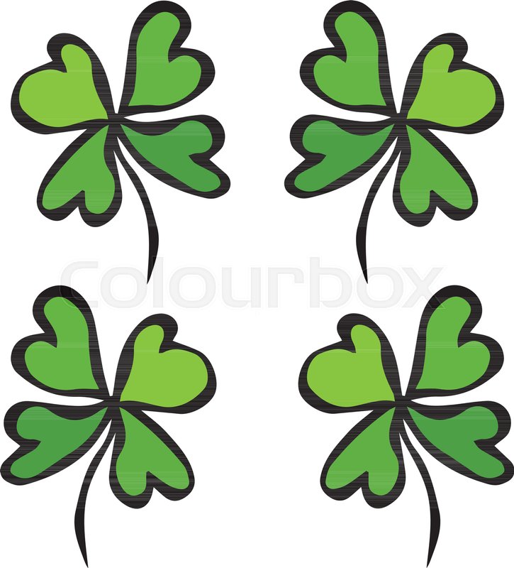 725x800 Four Leaf Green Clover Luck, Success Stock Vector Colourbox