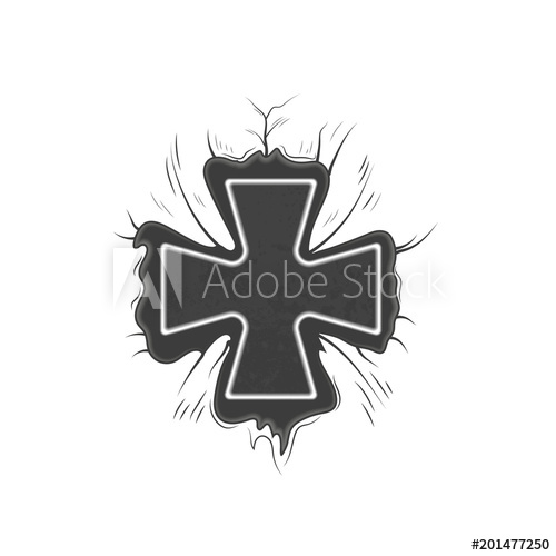 500x500 Vector Sketch Of An Old Maltese Iron Cross In A Crack Hole