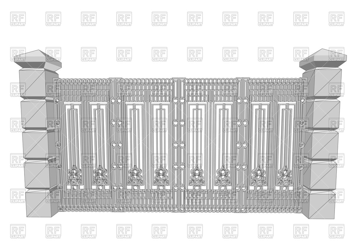 Metal Fence Isolated On A White Background Vector Image 1200x844 Metal Fence Isolated On A White Background Vector Image