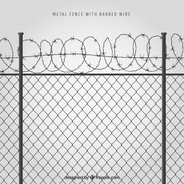 Metal Fence With Barbed Wire On Gray Background Vector Free Download 626x626 Metal Fence With Barbed Wire On Gray Background Vector Free Download
