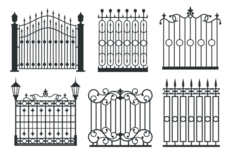 Metal Iron Gates, Grilles, Fences Vector Set 800x533 Metal Iron Gates, Grilles, Fences Vector Set