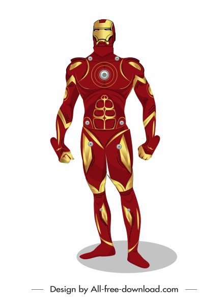 436x600 Iron Man Hero Icon Colorful Modern Design Free Vector In Adobe