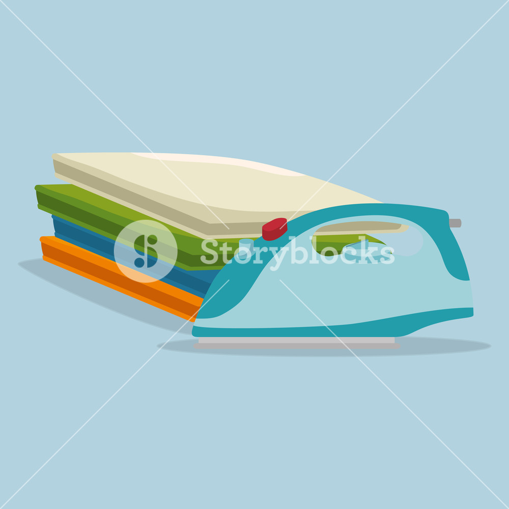 1000x1000 Iron Clothes Electric Laundry Service Vector Illustration Design