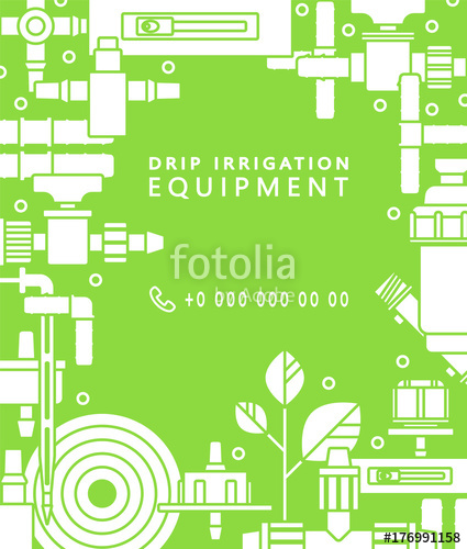 425x500 Icons Of Drip Irrigation Vector Background And Place For Text