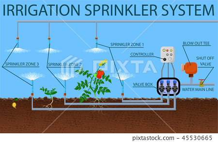 450x293 Irrigation Sprinkler System Vector Illustration